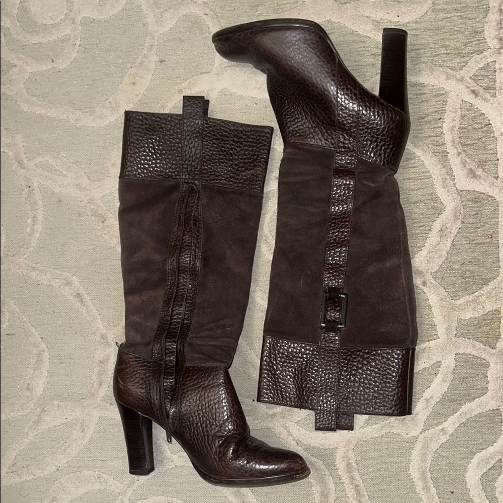 🌷BANANA REPUBLIC🌷Dark brown leather, suede heeled boot